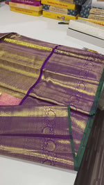 Load and play video in Gallery viewer, Classic Rose &amp; Purple Bridal Elegance Kanchipuram Handloom Silk Saree SS23710
