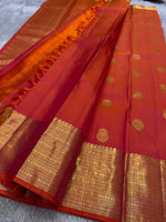 Load image into Gallery viewer, Classic Pinkish Orange Bridal Elegance Kanchipuram Handloom Silk Saree SS26173
