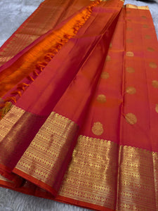 Classic Pinkish Orange Bridal Elegance Kanchipuram Handloom Silk Saree SS26173