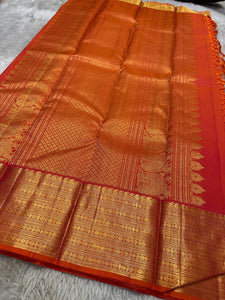 Classic Pinkish Orange Bridal Elegance Kanchipuram Handloom Silk Saree SS26173