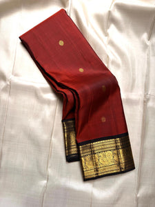 Classic Maroon & Carbon Black Kanchipuram Handloom Silk Saree SS26168