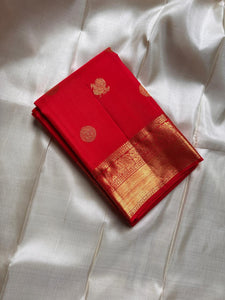 Classic Scarlet Red Bridal Elegance Kanchipuram Handloom Silk Saree SS26174