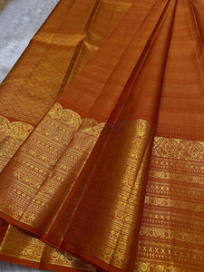 Classic Dusky Orange Bridal Elegance Kanchipuram Handloom Silk Saree SS26171