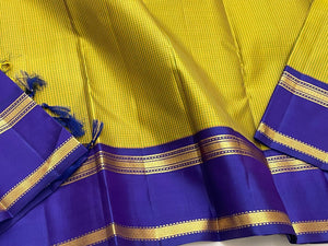Classic Olive Green & Blue 1gm Zari Korvai Kanchipuram Handloom Silk Saree SS26158