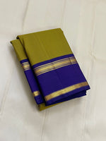 Load image into Gallery viewer, Classic Olive Green &amp; Blue 1gm Zari Korvai Kanchipuram Handloom Silk Saree SS26158
