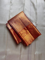 Load image into Gallery viewer, Shimmer Red Pink &amp; Pastel Rose Gold Bridal Elegance Kanchipuram Handloom Silk Saree SS26179
