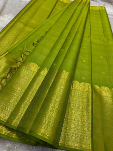 Classic Lime Green Bridal Elegance Kanchipuram Handloom Silk Saree SS26169