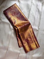 Load image into Gallery viewer, Shimmer Vadamalli &amp; Pastel Rose Gold Bridal Elegance Kanchipuram Handloom Silk Saree SS26180
