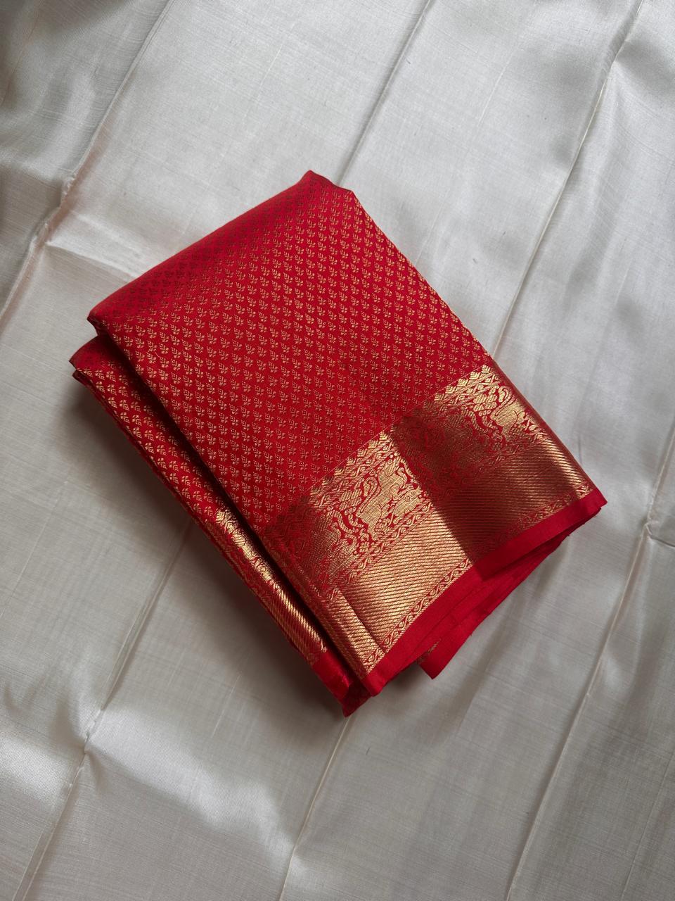 Classic Crimson Red Kanchipuram Handloom Silk Saree SS26189