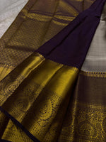 Load image into Gallery viewer, Classic Grey &amp; Plum Kanchipuram Handloom Silk Saree SS26175
