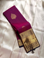 Load image into Gallery viewer, Classic Wine Red &amp; Navy Blue Kanchipuram Handloom Silk Saree SS26176
