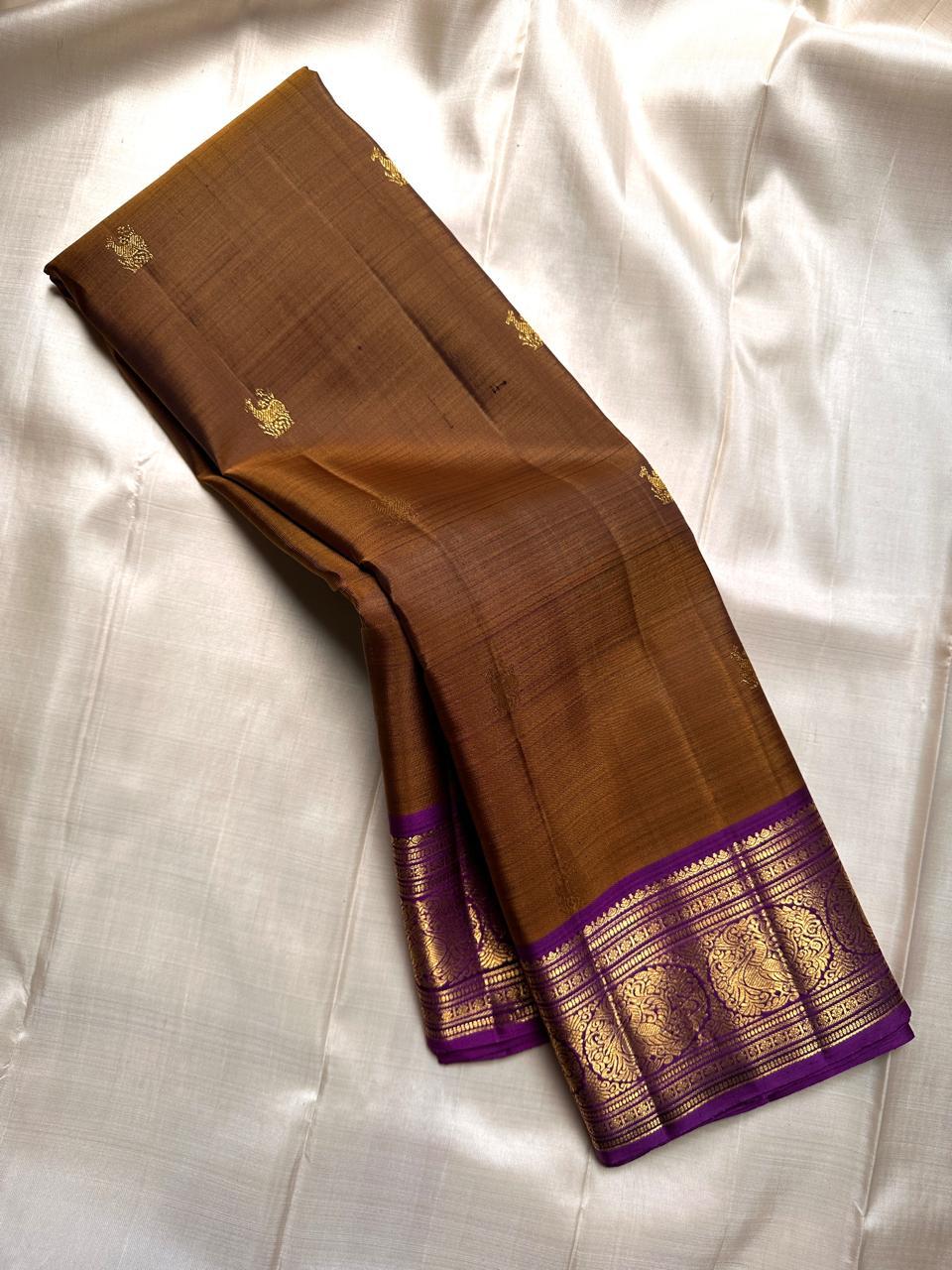 Dark Mustard & Vadamalli Kanchipuram Handloom Silk Saree SS26167