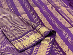 Classic Vadamalli 2gm Zari Vintage Checks Kanchipuram Handloom Silk Saree SS26160
