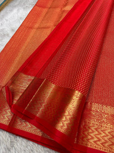 Classic Crimson Red Kanchipuram Handloom Silk Saree SS26188