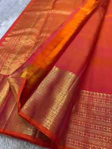 Classic Pinkish Orange Bridal Elegance Kanchipuram Handloom Silk Saree SS26173