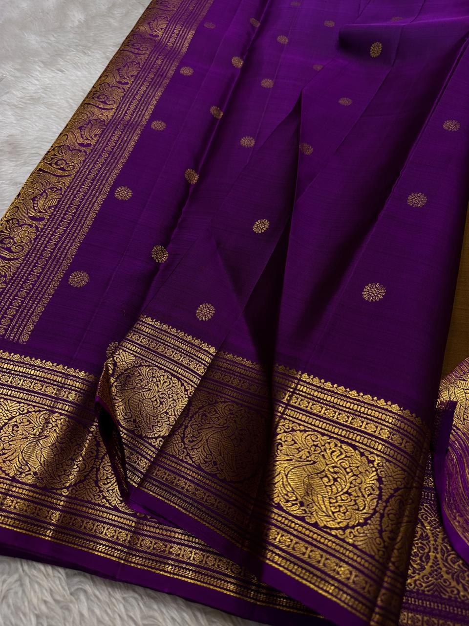 Dark Mustard & Vadamalli Kanchipuram Handloom Silk Saree SS26167