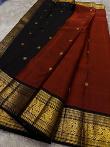 Classic Maroon & Carbon Black Kanchipuram Handloom Silk Saree SS26168