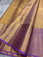 Load image into Gallery viewer, Shimmer Gold &amp; Lavender Bridal Elegance Kanchipuram Handloom Silk Saree SS26181
