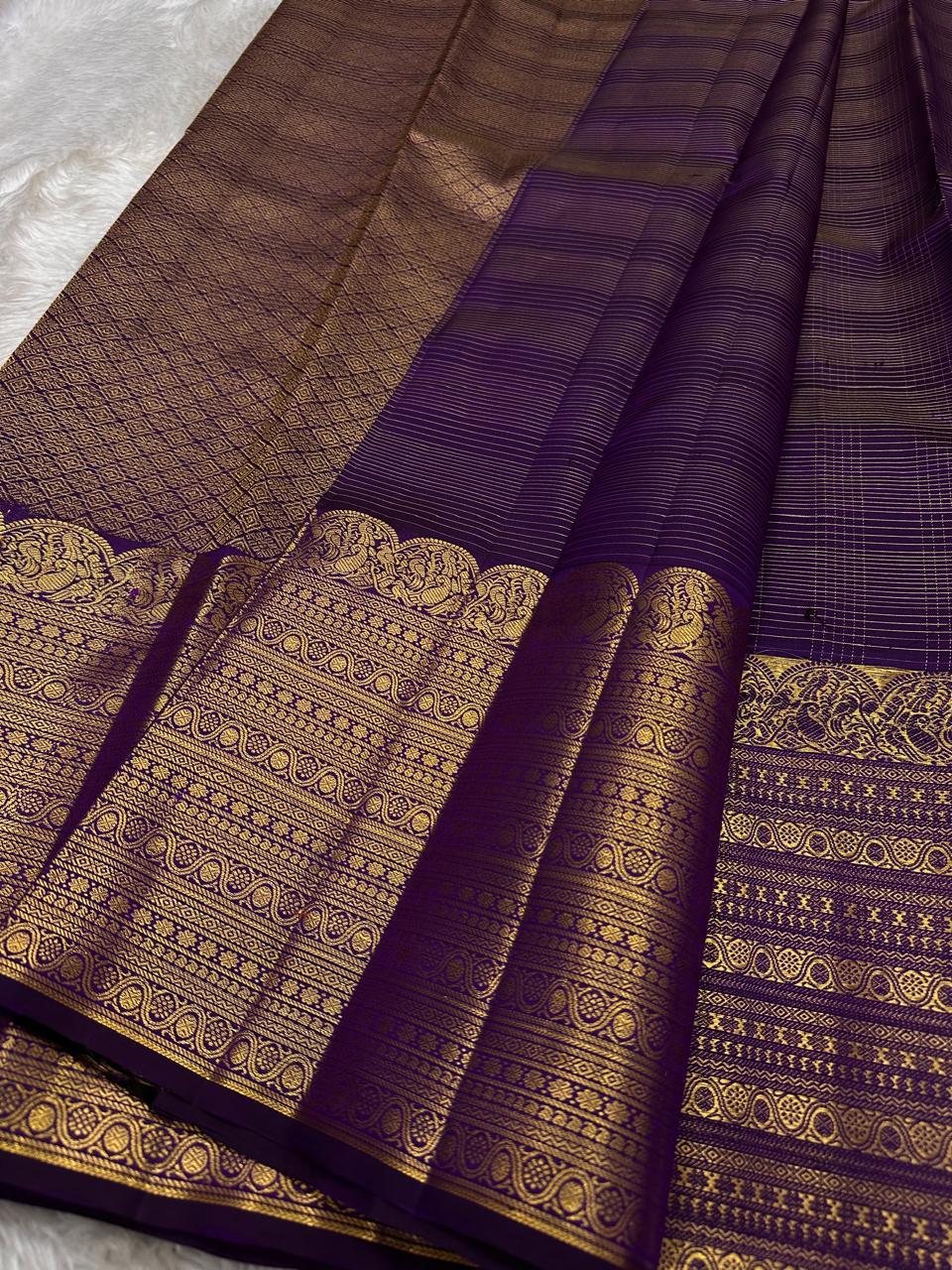 Classic Vadamalli Purple Bridal Elegance Kanchipuram Handloom Silk Saree SS26170