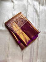 Load image into Gallery viewer, Shimmer Vadamalli &amp; Pastel Rose Gold Bridal Elegance Kanchipuram Handloom Silk Saree SS26178
