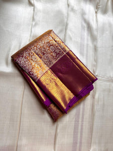 Shimmer Vadamalli & Pastel Rose Gold Bridal Elegance Kanchipuram Handloom Silk Saree SS26178