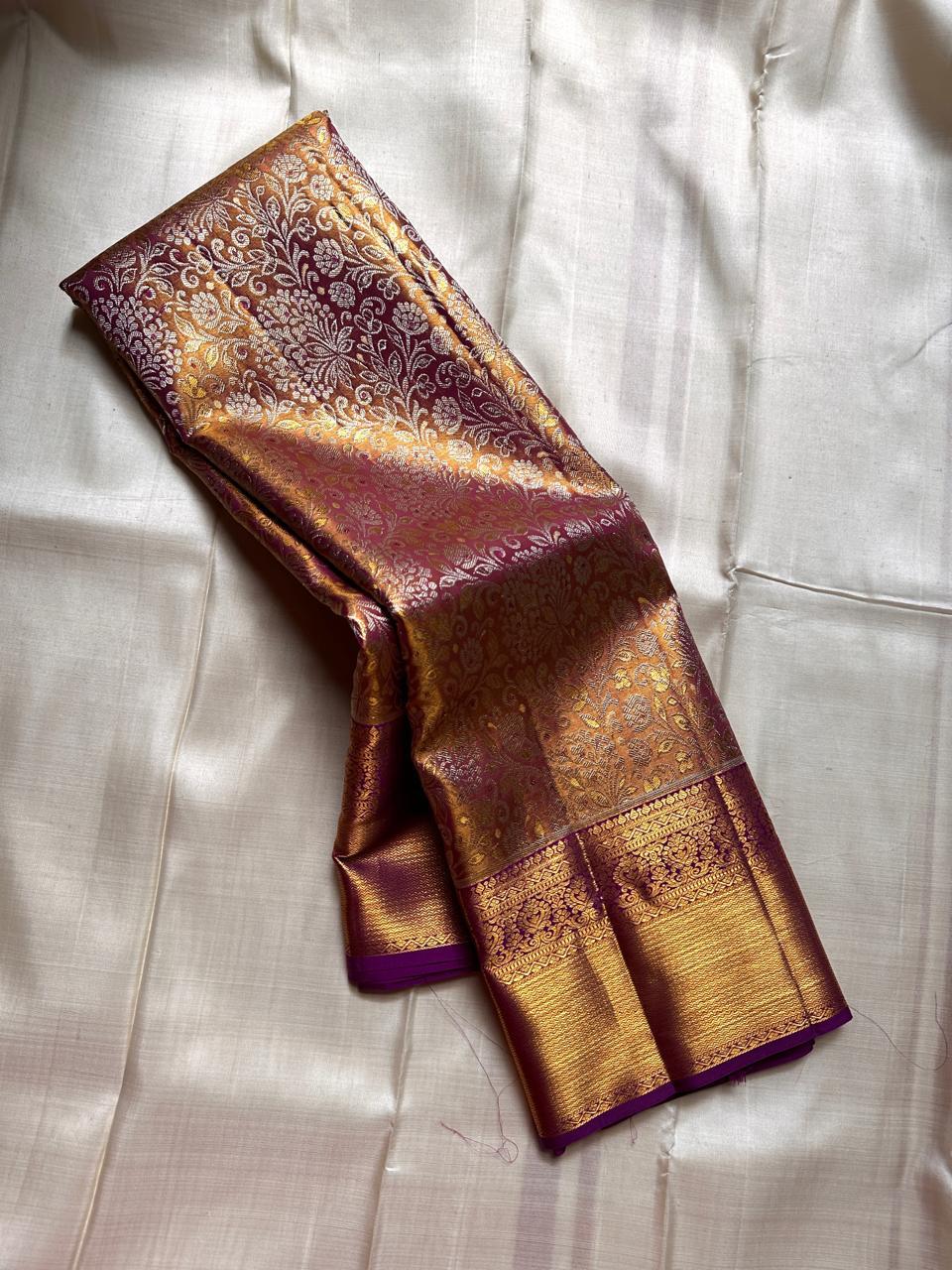 Shimmer Vadamalli & Pastel Rose Gold Bridal Elegance Kanchipuram Handloom Silk Saree SS26178