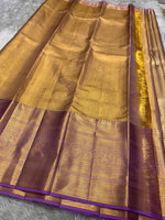 Load image into Gallery viewer, Shimmer Gold &amp; Lavender Bridal Elegance Kanchipuram Handloom Silk Saree SS26181
