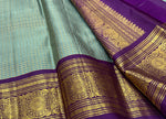 Load image into Gallery viewer, Classic Fern Green &amp; Violet 2gm Vintage Checks Zari Kanchipuram Handloom Silk Saree SS26157

