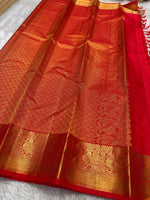 Load image into Gallery viewer, Classic Scarlet Red Bridal Elegance Kanchipuram Handloom Silk Saree SS26172
