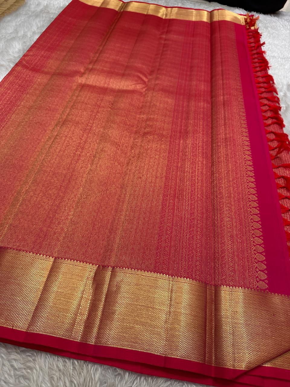 Classic Berry Pink Kanchipuram Handloom Silk Saree SS26187