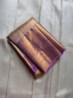 Load image into Gallery viewer, Shimmer Gold &amp; Lavender Bridal Elegance Kanchipuram Handloom Silk Saree SS26181
