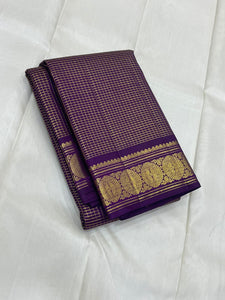 Classic Vadamalli 2gm Zari Vintage Checks Kanchipuram Handloom Silk Saree SS26160