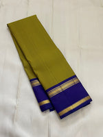 Load image into Gallery viewer, Classic Olive Green &amp; Blue 1gm Zari Korvai Kanchipuram Handloom Silk Saree SS26158
