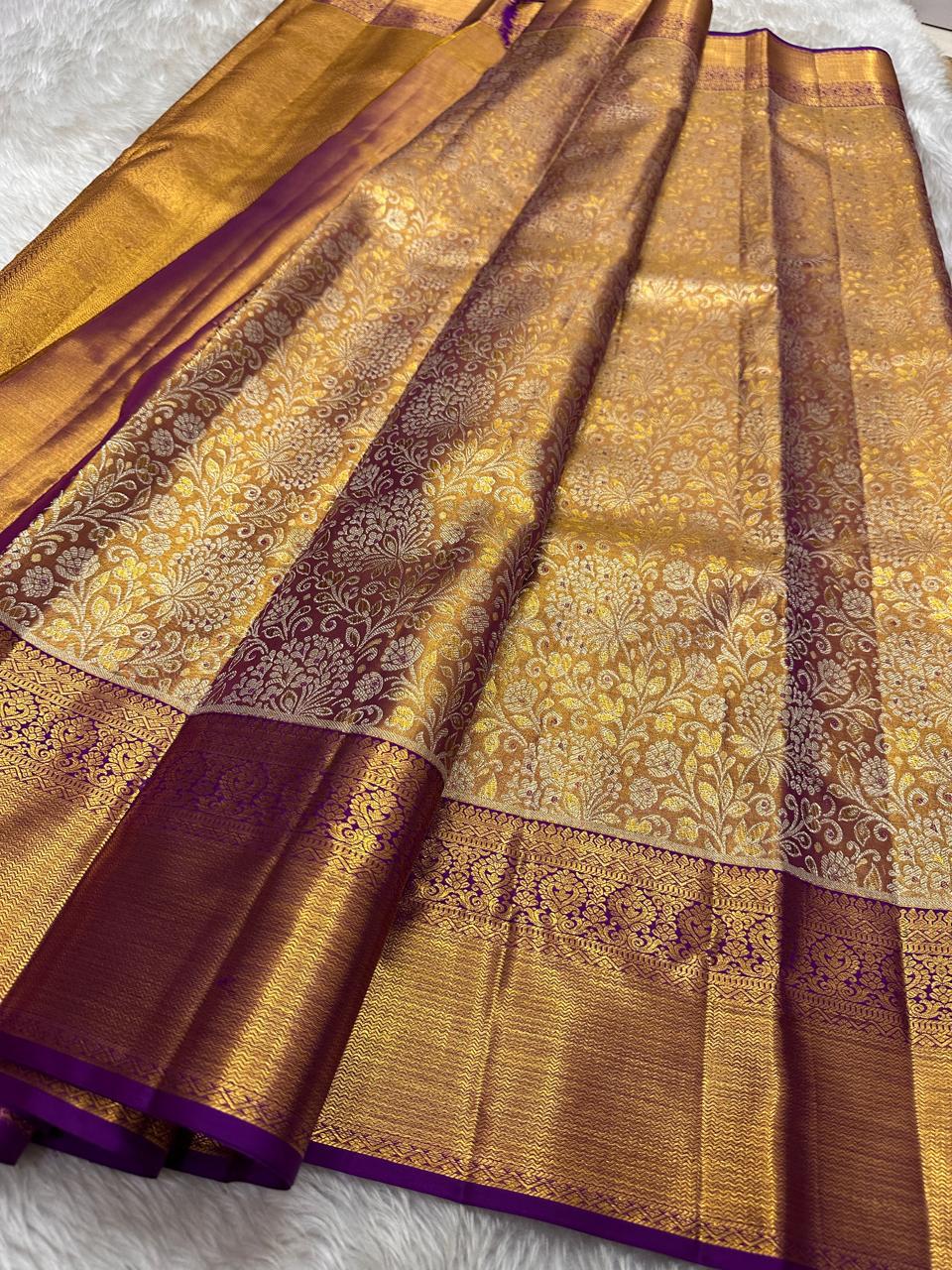 Shimmer Vadamalli & Pastel Rose Gold Bridal Elegance Kanchipuram Handloom Silk Saree SS26178