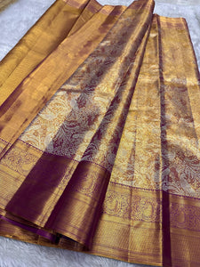 Shimmer Vadamalli & Pastel Rose Gold Bridal Elegance Kanchipuram Handloom Silk Saree SS26180