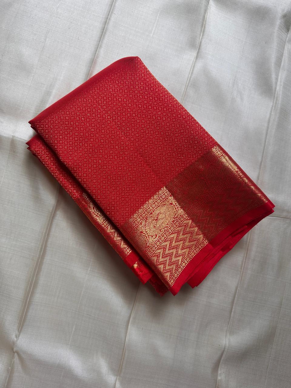 Classic Crimson Red Kanchipuram Handloom Silk Saree SS26188