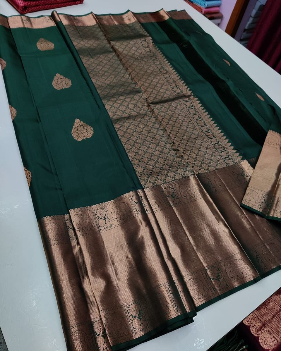 Basil Green Elegance Pure Kanchipuram Silk Saree SS3873