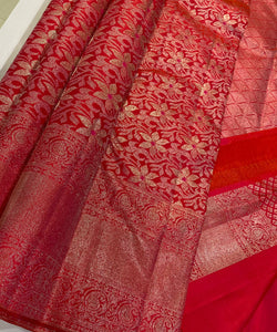 Shiny French Rose Bridal Kalyana Pattu Handwoven Silk Saree SS4633