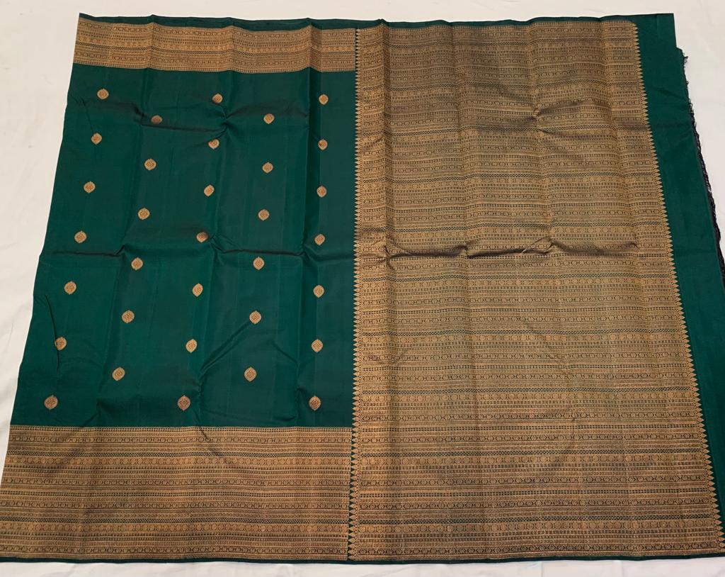 Sacramento Green Bridal Kalyana Pattu Handwoven Silk Saree SS5806