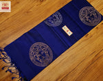 Load image into Gallery viewer, Royal Blue Versace Elegance Kanchipuram Handloom Silk Saree SS8207
