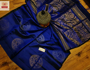 Royal Blue Versace Elegance Kanchipuram Handloom Silk Saree SS8207