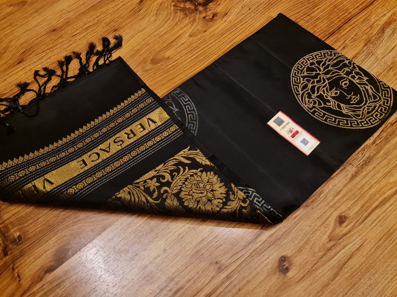 Charcoal Black Versace Elegance Kanchipuram Handloom Silk Saree SS8203