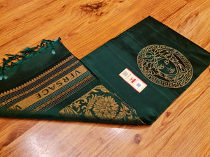 Pine Green Versace Elegance Kanchipuram Handloom Silk Saree SS8205