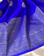 Load image into Gallery viewer, Royal Blue Elegance Bridal Kalyana Pattu Handwoven Silk Saree SS6202
